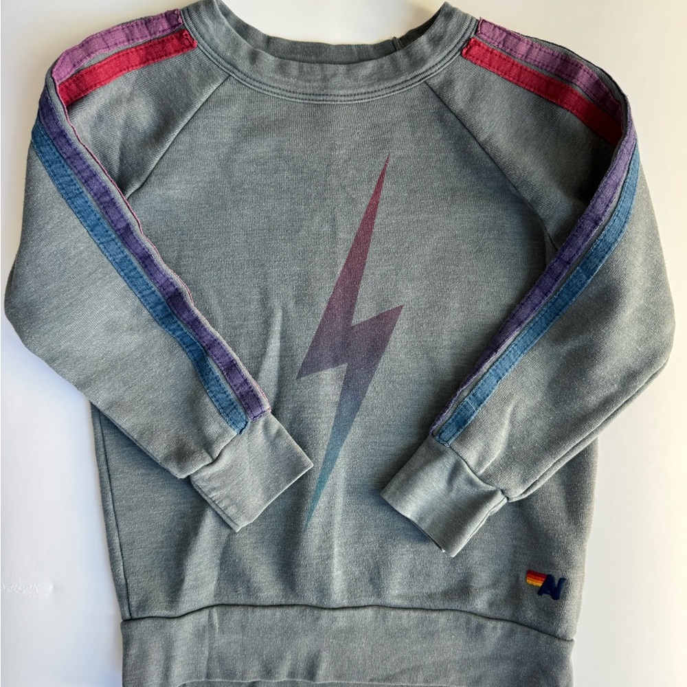 Aviator Nation Gray Sweatshirt with Pink and Blue Accents